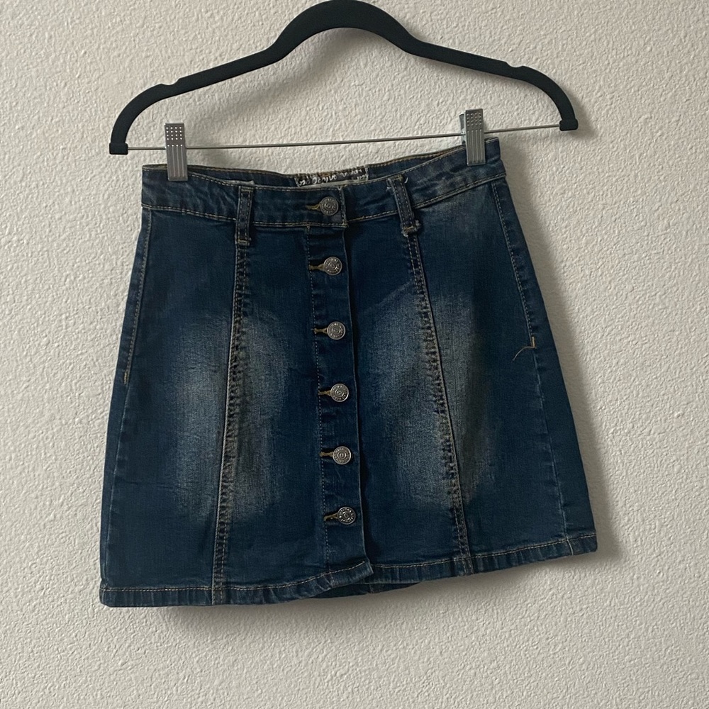 Denim button through skirt size small